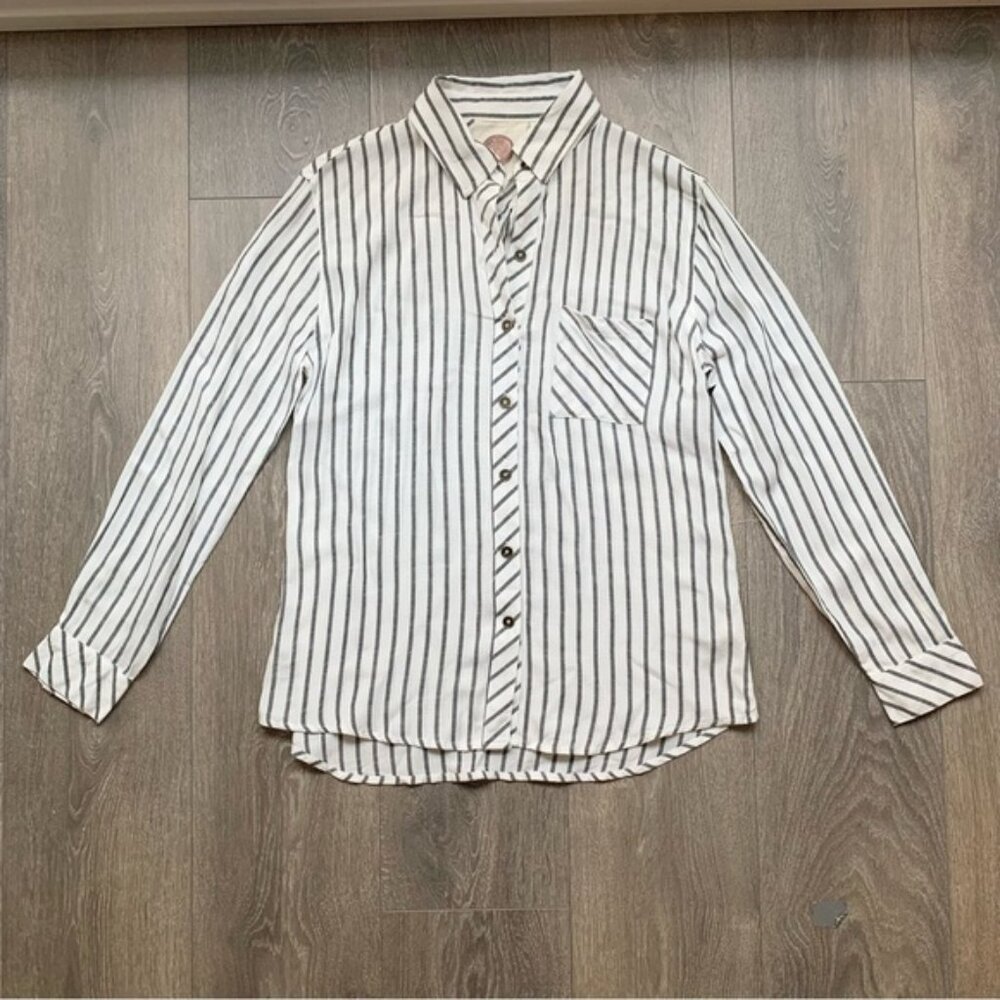 Anthropologie Ash & Ember Button Down Shirt Striped XS Festival Boho Western - Picture 2 of 16
